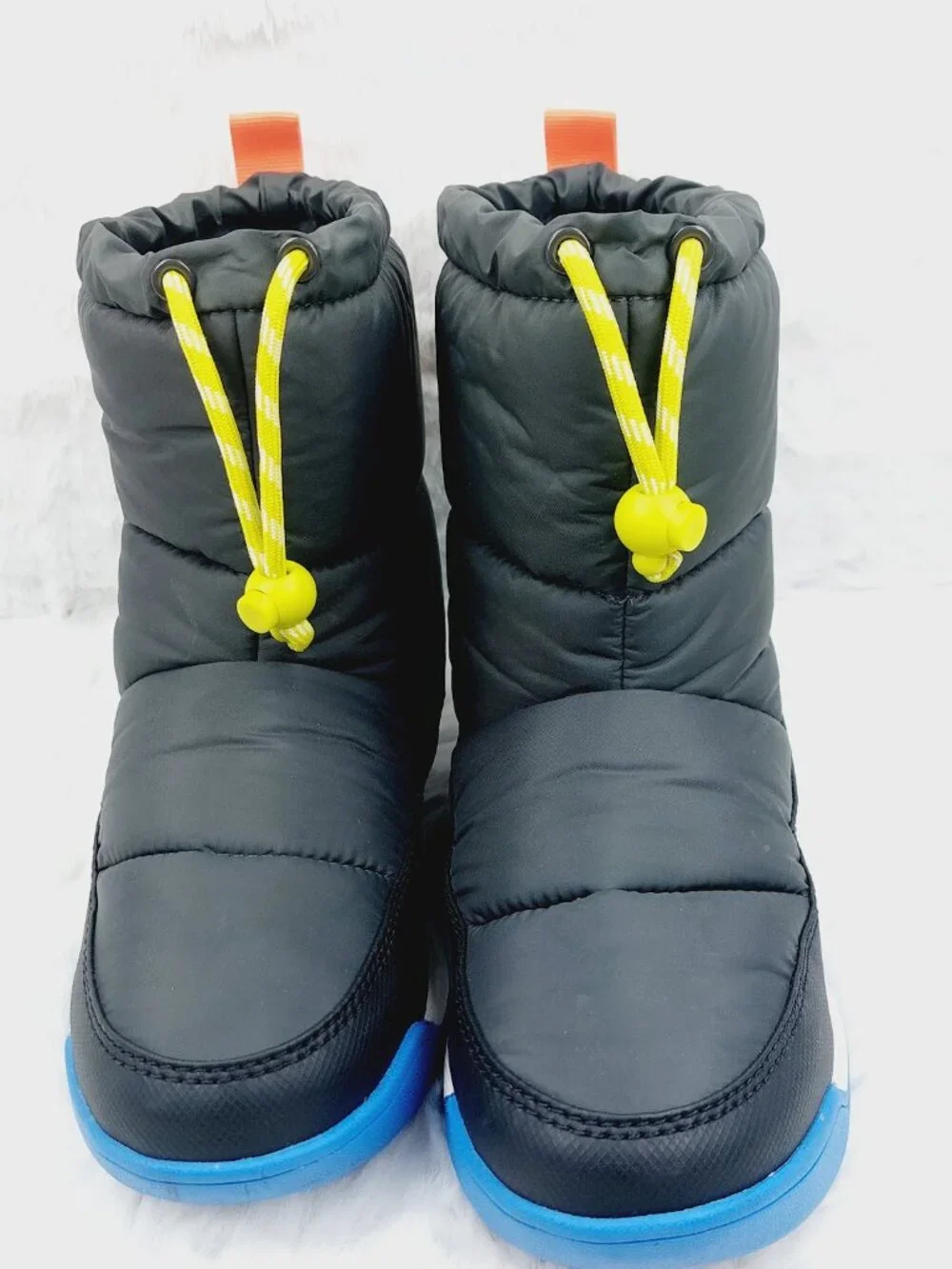 Sorel Boy's Black Blue Whitney Plus II Puffy Waterproof Mid-Calf Snow Boots Sz 6